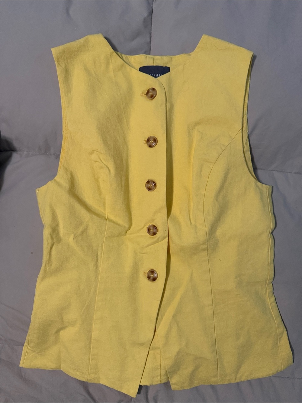 Yellow Sleeveless Button-Front Women's Top
